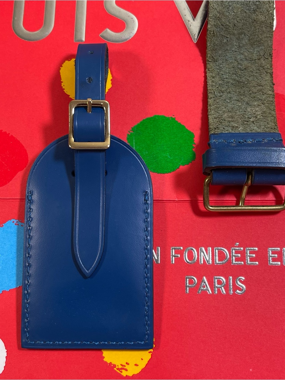 Louis Vuitton Blue Luggage Tag & Poignet w/Free Non LV Clasp. Gold Hardware - Picture 10 of 16